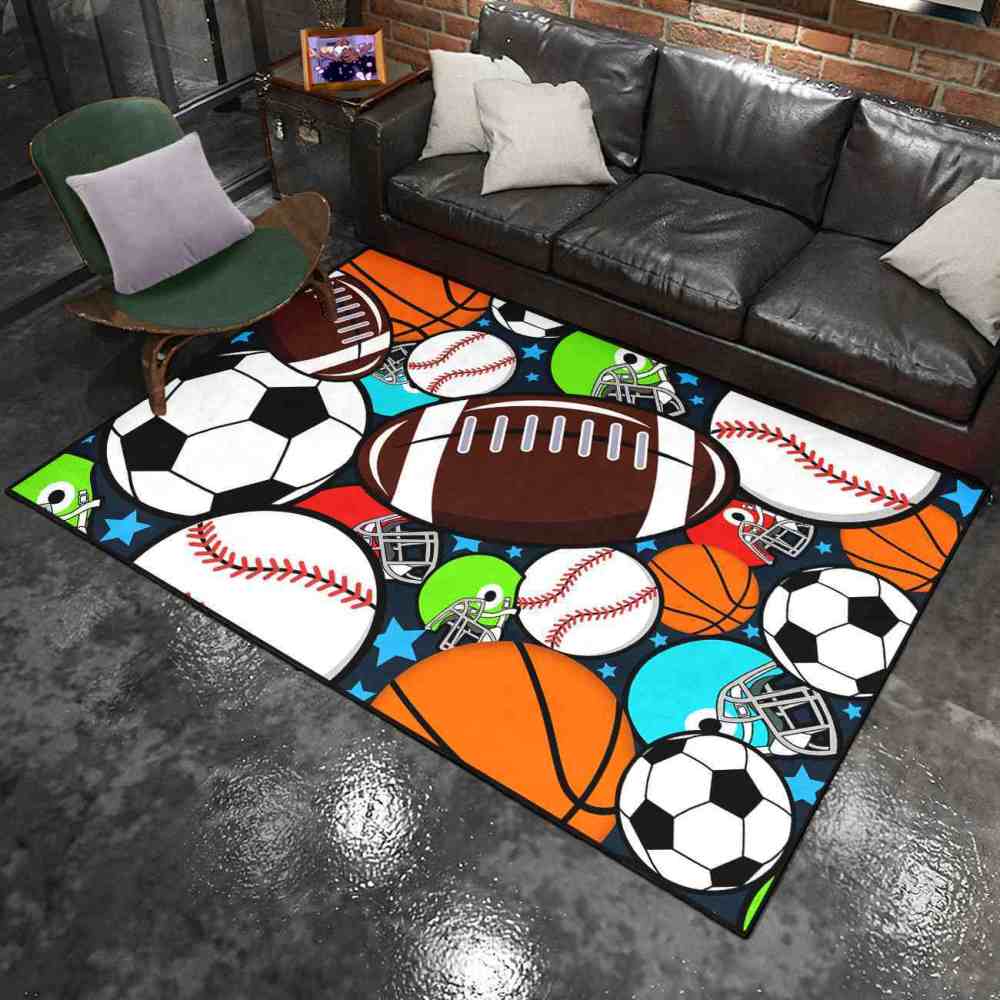 Giant Sports Balls Starry Pattern Rug Non-Slip Kids | CozyLil