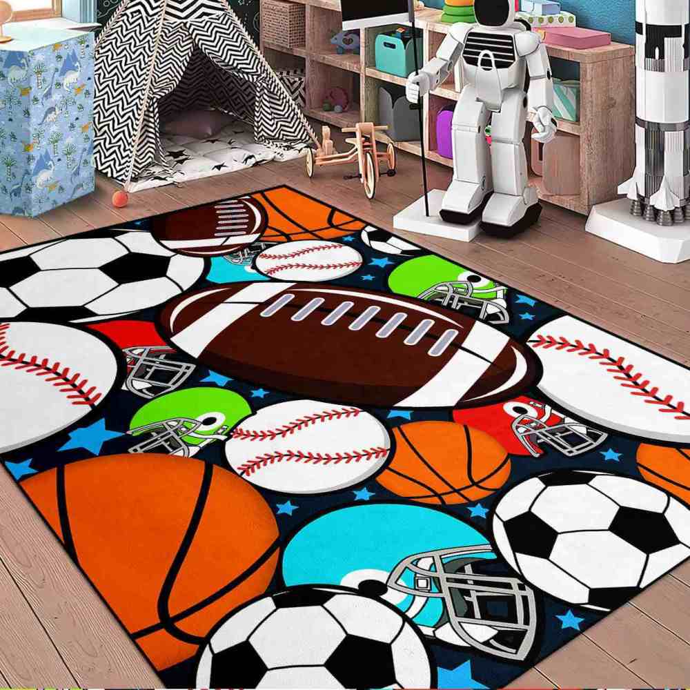 Giant Sports Balls Starry Pattern Rug Non-Slip Kids | CozyLil