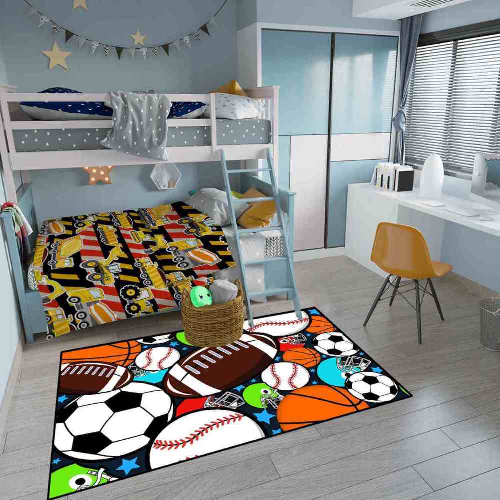 Giant Sports Balls Starry Pattern Rug Non-Slip Kids | CozyLil