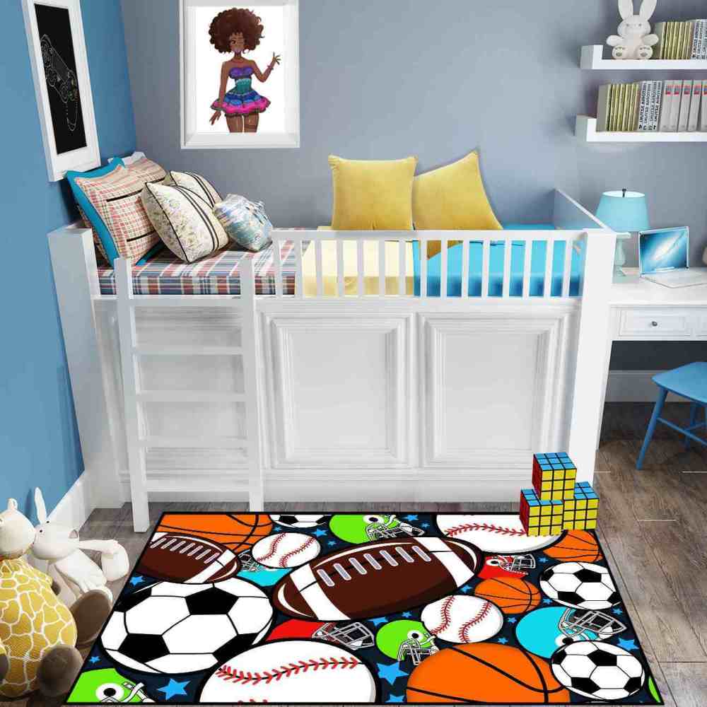 Giant Sports Balls Starry Pattern Rug Non-Slip Kids | CozyLil