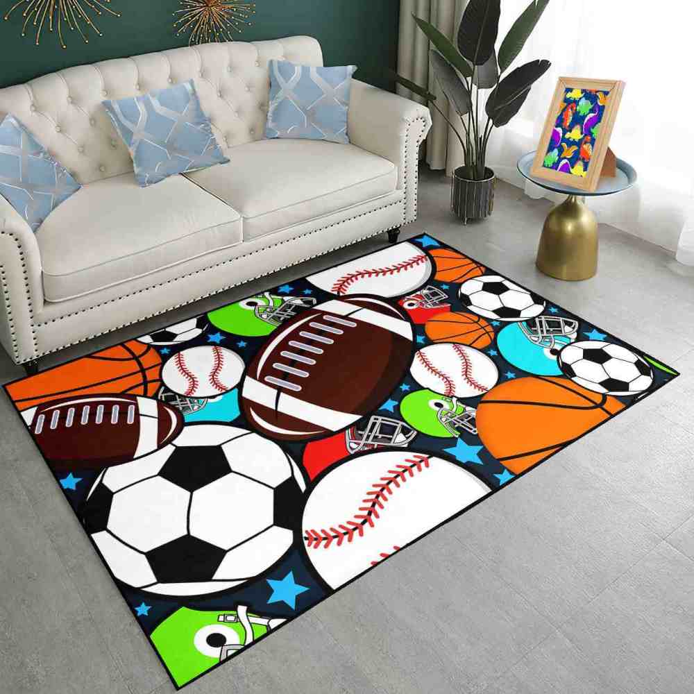 Giant Sports Balls Starry Pattern Rug Non-Slip Kids | CozyLil