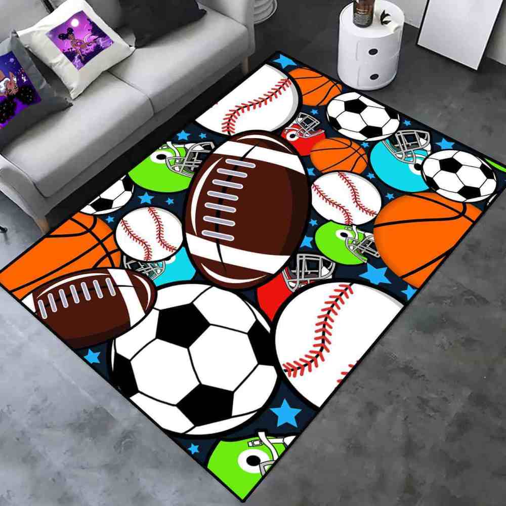 Giant Sports Balls Starry Pattern Rug Non-Slip Kids | CozyLil