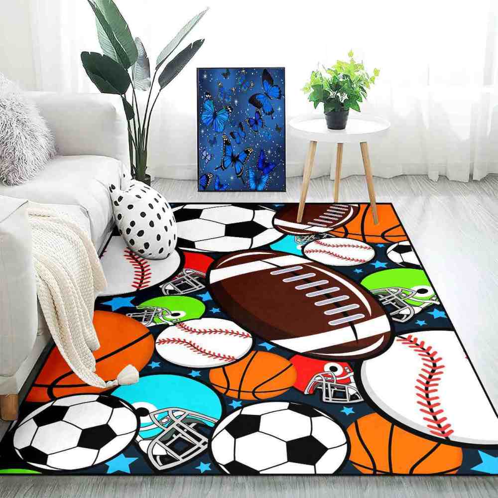 Giant Sports Balls Starry Pattern Rug Non-Slip Kids | CozyLil