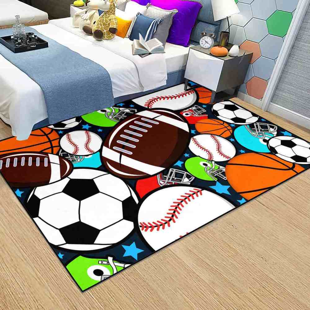 Giant Sports Balls Starry Pattern Rug Non-Slip Kids | CozyLil