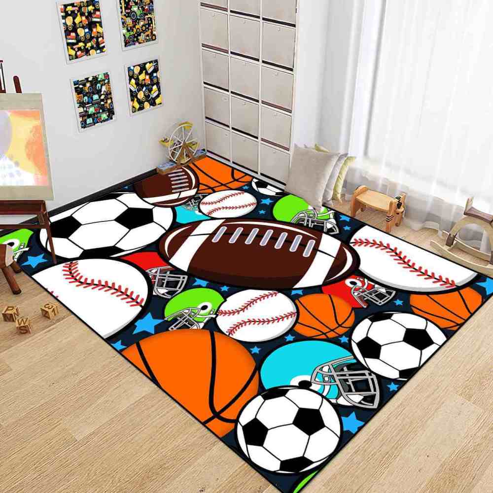 Giant Sports Balls Starry Pattern Rug Non-Slip Kids | CozyLil