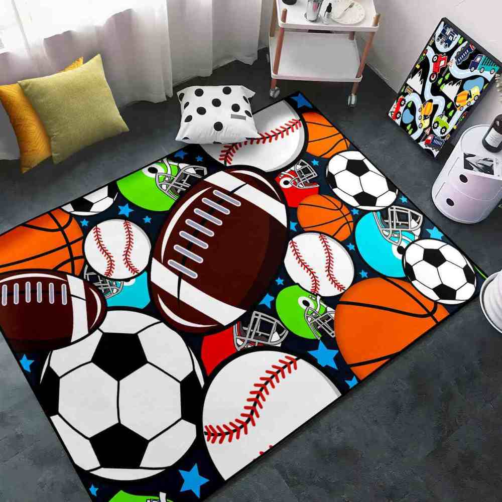 Giant Sports Balls Starry Pattern Rug Non-Slip Kids | CozyLil