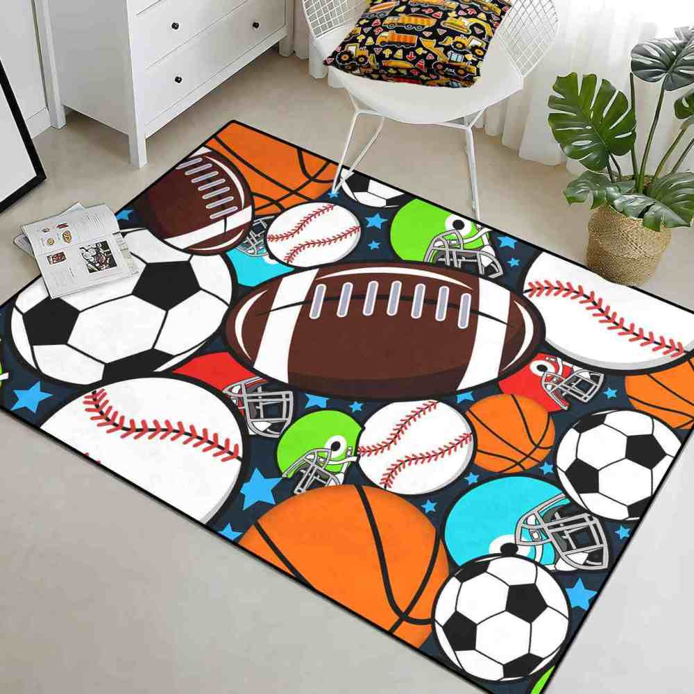 Giant Sports Balls Starry Pattern Rug Non-Slip Kids | CozyLil