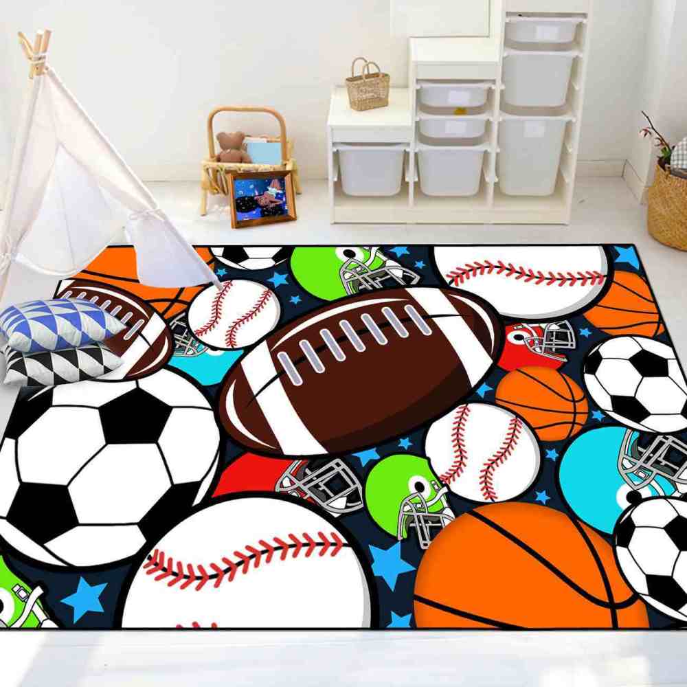 Giant Sports Balls Starry Pattern Rug Non-Slip Kids | CozyLil