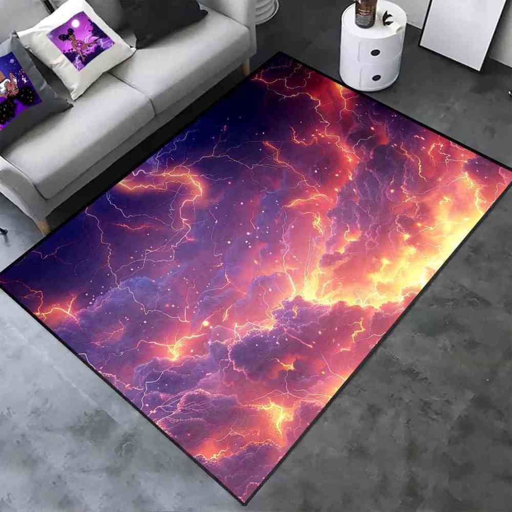Fiery Storm Lightning Area Rug for Gamer Room | CozyLil