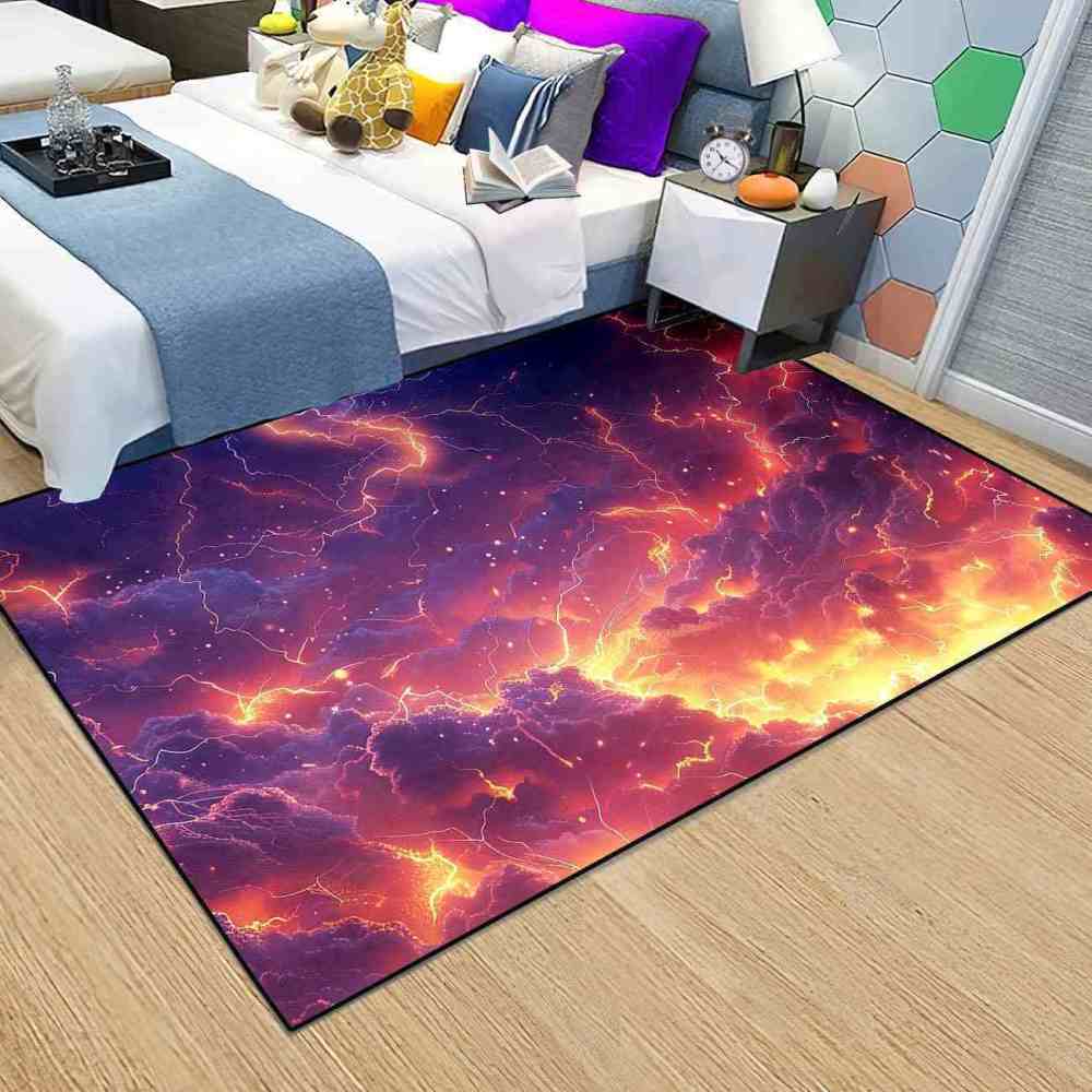 Fiery Storm Lightning Area Rug for Gamer Room | CozyLil