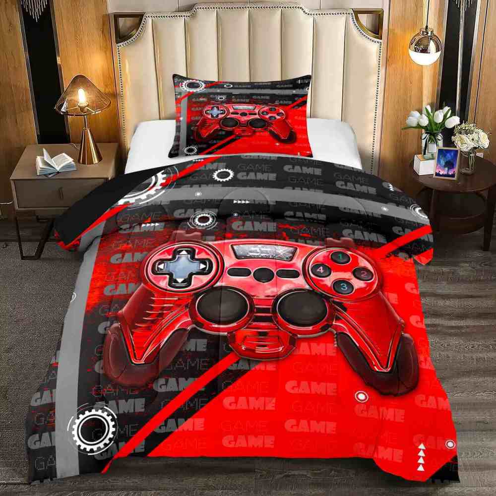 Red Mechanical Gamer Comforter Set Boys Room | CozyLil