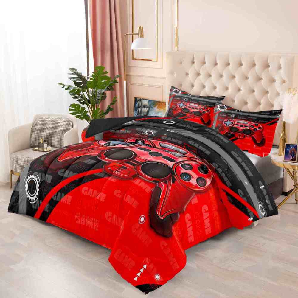 Red Mechanical Gamer Comforter Set Boys Room | CozyLil
