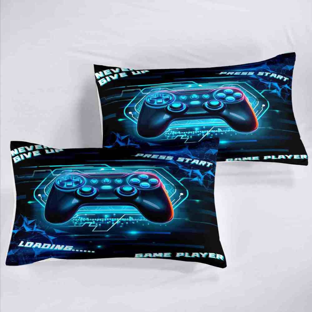 Cyber Blue Neon Gamer Comforter Set Bedding | CozyLil