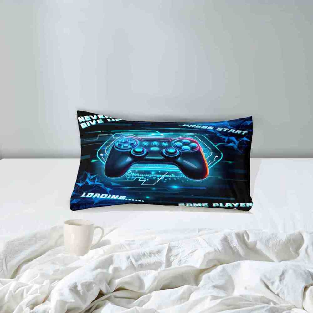 Cyber Blue Neon Gamer Comforter Set Bedding | CozyLil