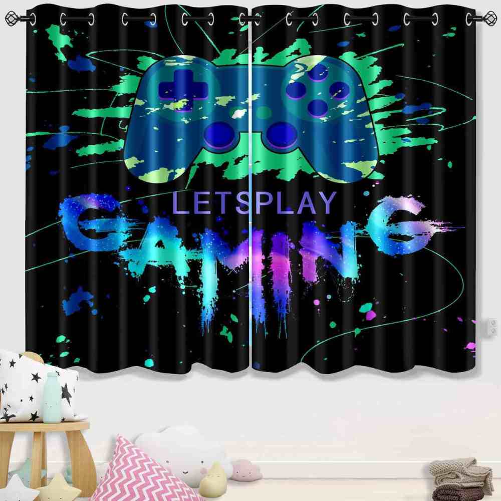 Let's Play Splash Art Gaming Controller Window Drapes | CozyLil