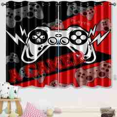 Red & Black Lightning Strike Gamer Window Curtains | CozyLil