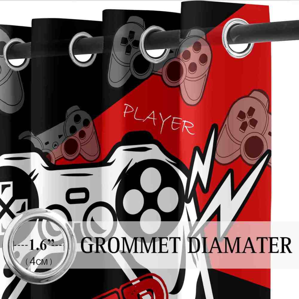 Red & Black Lightning Strike Gamer Window Curtains | CozyLil