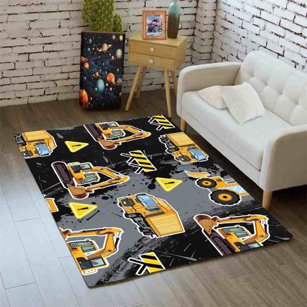 Heavy Duty Excavator Playroom Kids Area Rug | CozyLil