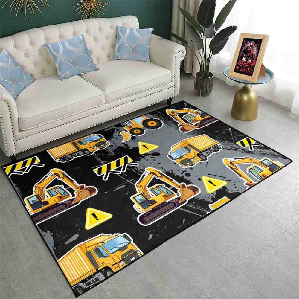 Heavy Duty Excavator Playroom Kids Area Rug | CozyLil