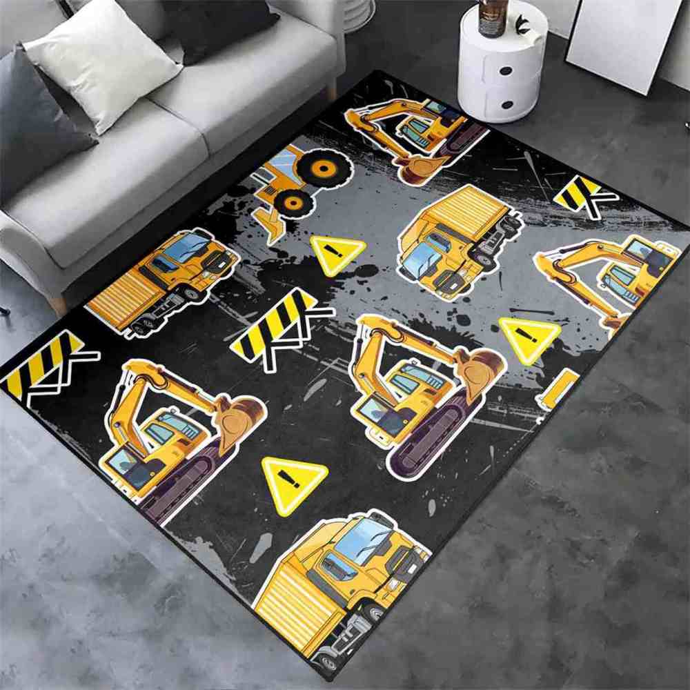 Heavy Duty Excavator Playroom Kids Area Rug | CozyLil