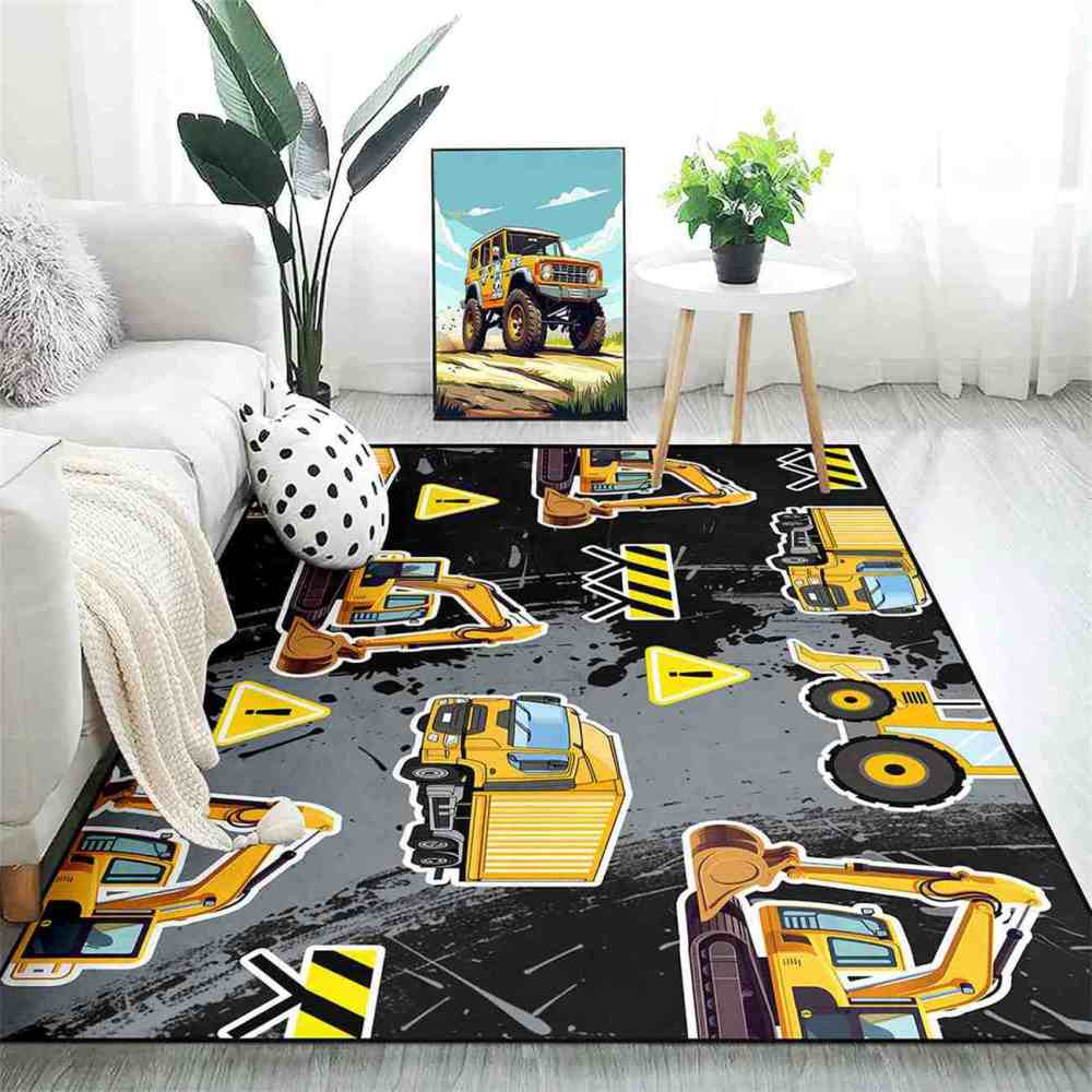 Heavy Duty Excavator Playroom Kids Area Rug | CozyLil