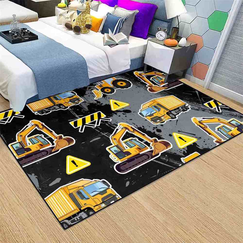 Heavy Duty Excavator Playroom Kids Area Rug | CozyLil