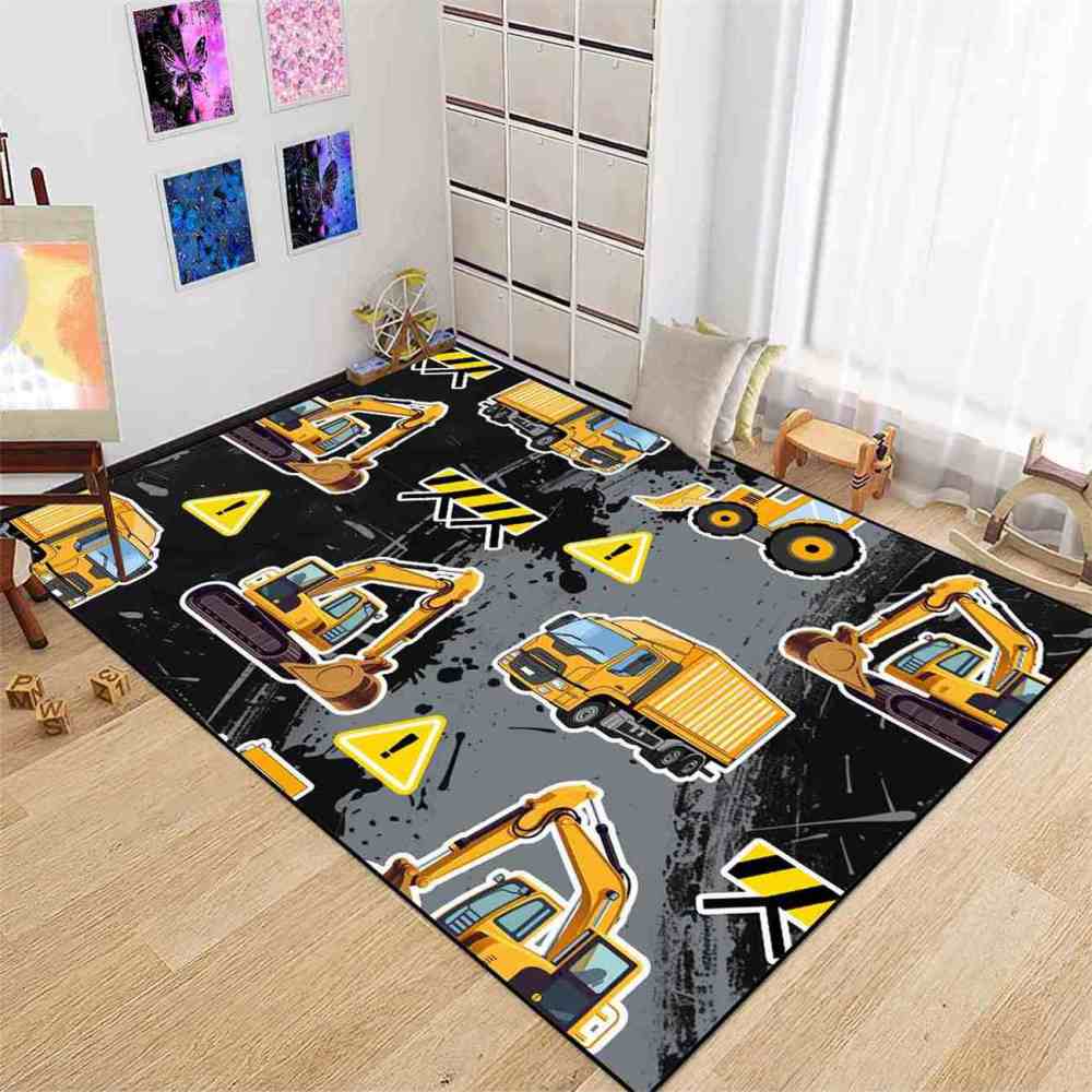 Heavy Duty Excavator Playroom Kids Area Rug | CozyLil