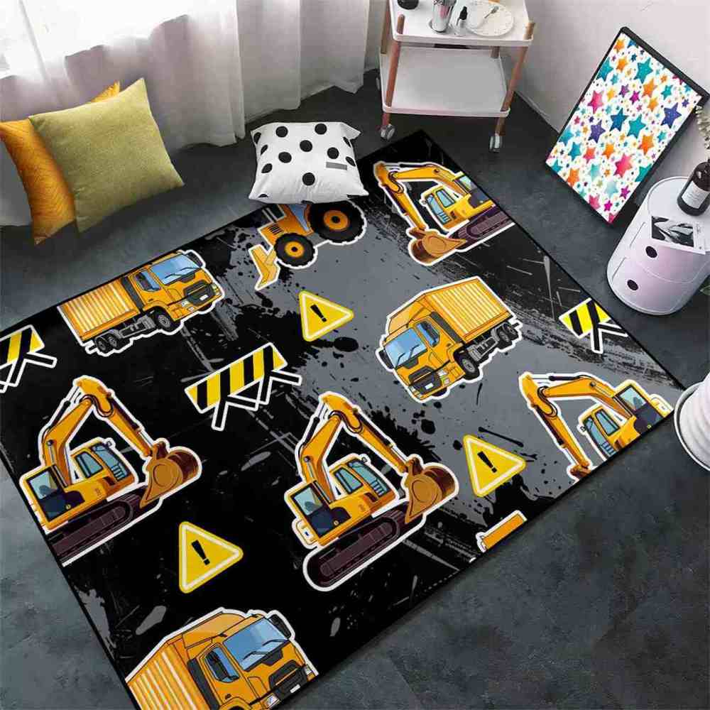 Heavy Duty Excavator Playroom Kids Area Rug | CozyLil