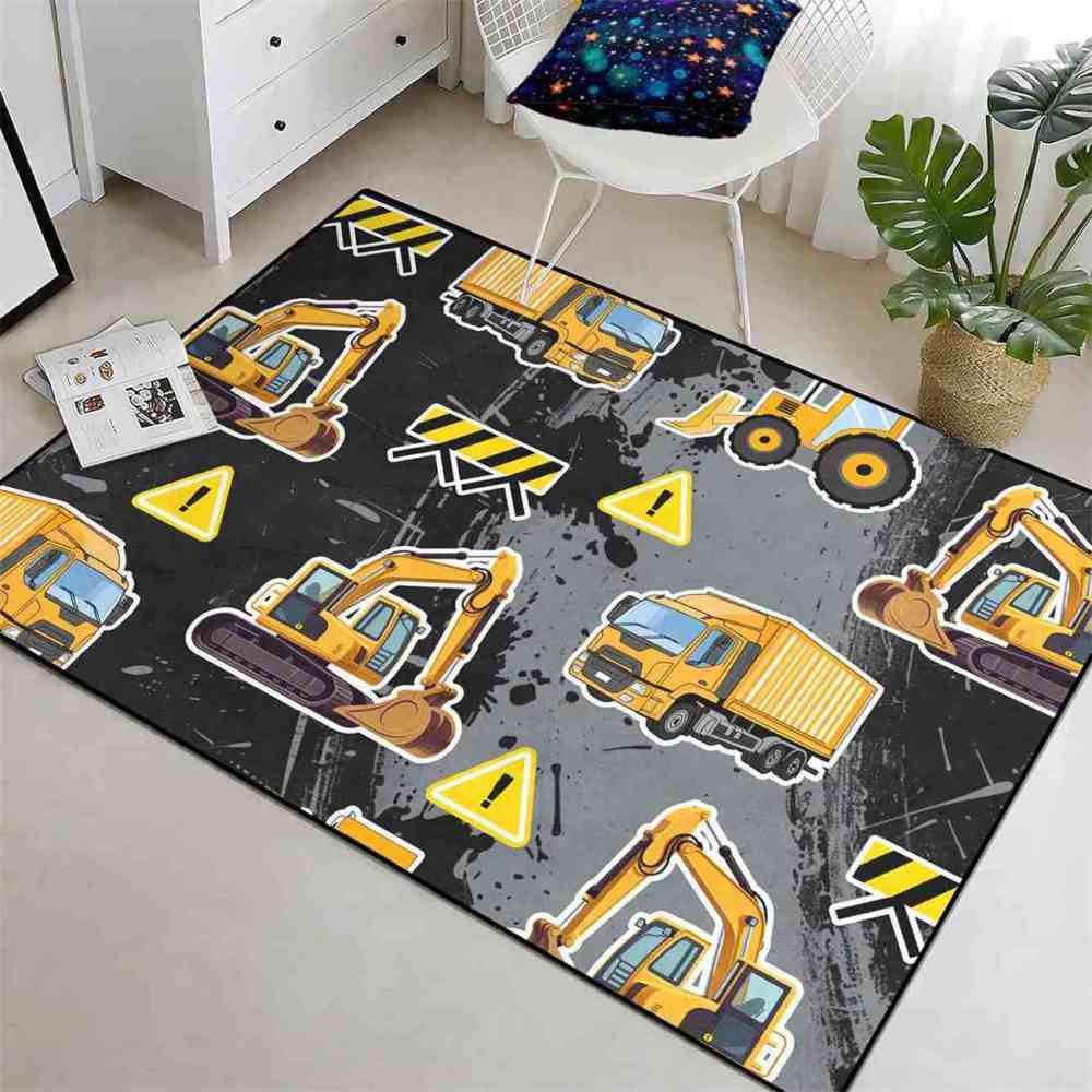 Heavy Duty Excavator Playroom Kids Area Rug | CozyLil