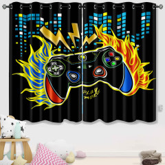 Flaming Lightning Game Controller Kids Room Curtains | CozyLil