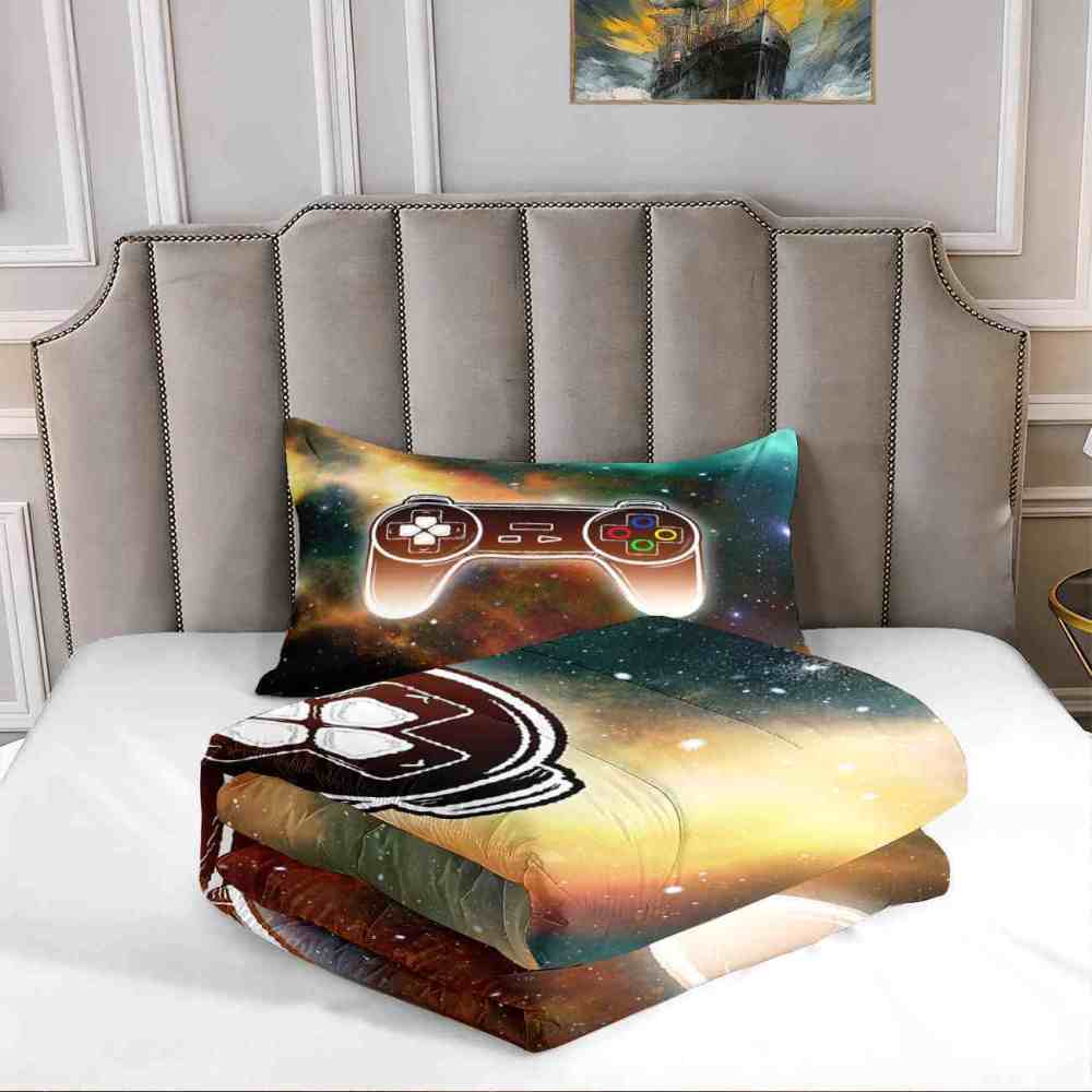 Glowing Galaxy Gamer Comforter Set Boys Bedding | CozyLil