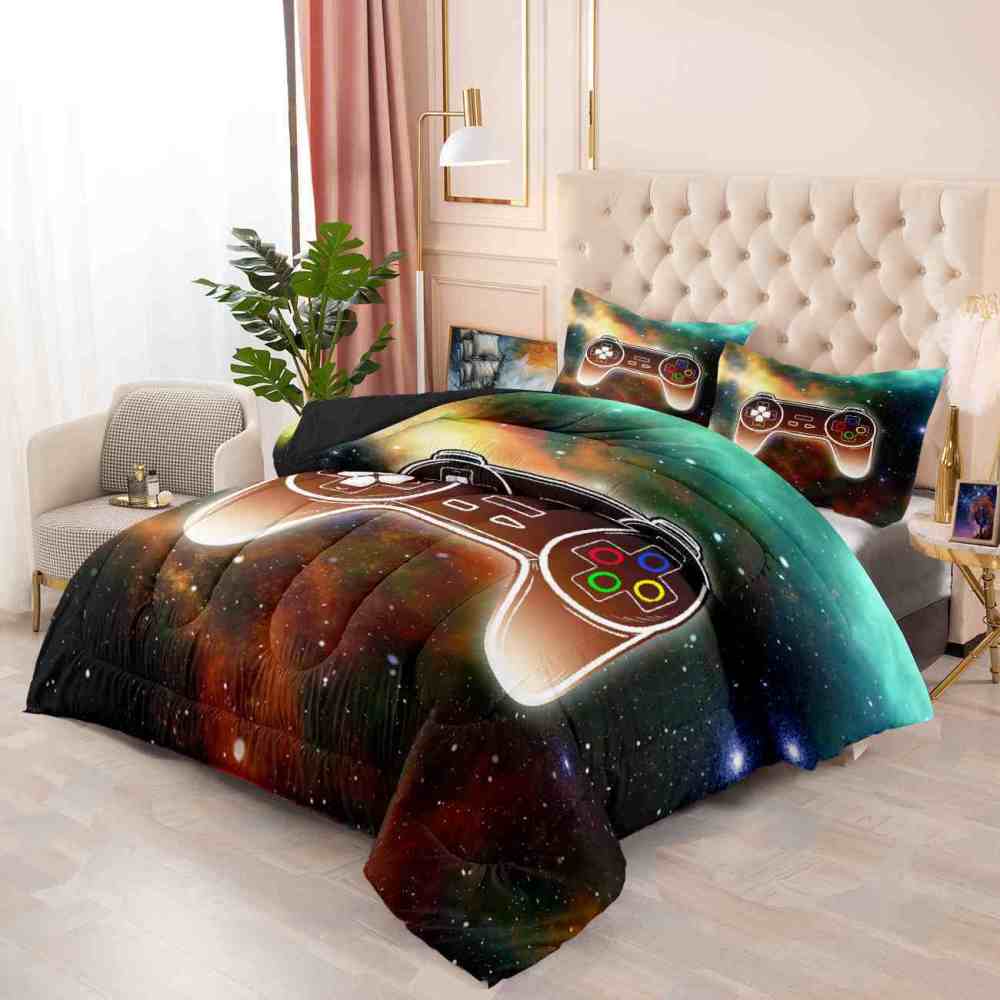 Glowing Galaxy Gamer Comforter Set Boys Bedding | CozyLil