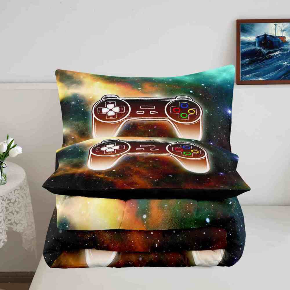 Glowing Galaxy Gamer Comforter Set Boys Bedding | CozyLil