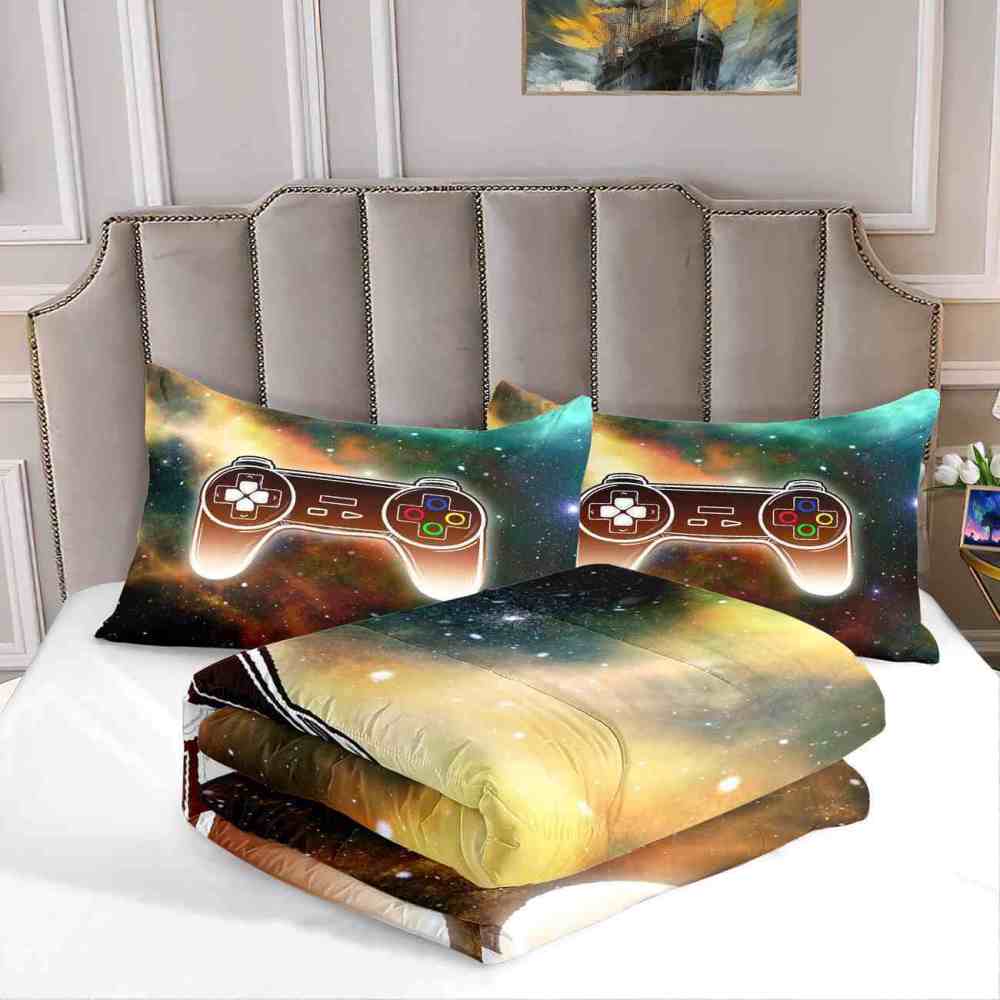 Glowing Galaxy Gamer Comforter Set Boys Bedding | CozyLil