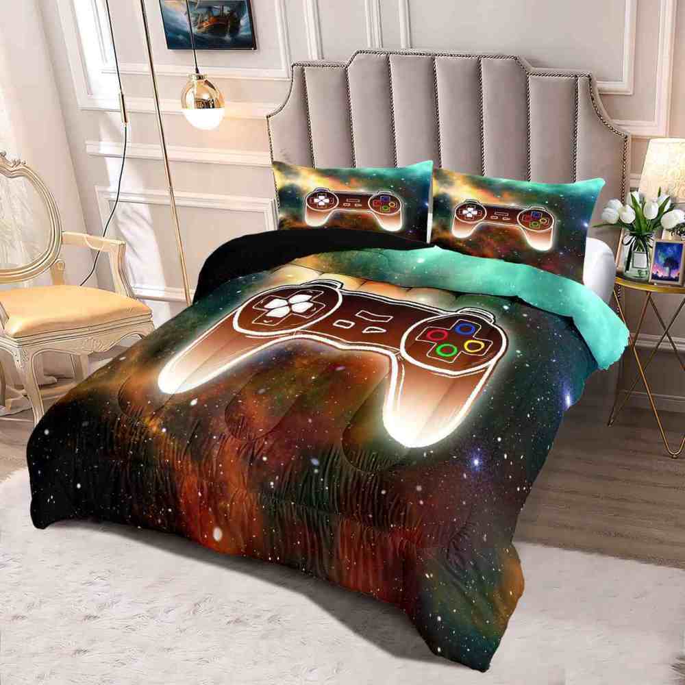 Glowing Galaxy Gamer Comforter Set Boys Bedding | CozyLil