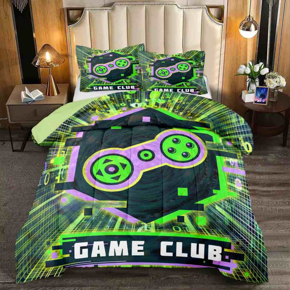 Cyber Green Game Club Comforter Set Teens | CozyLil
