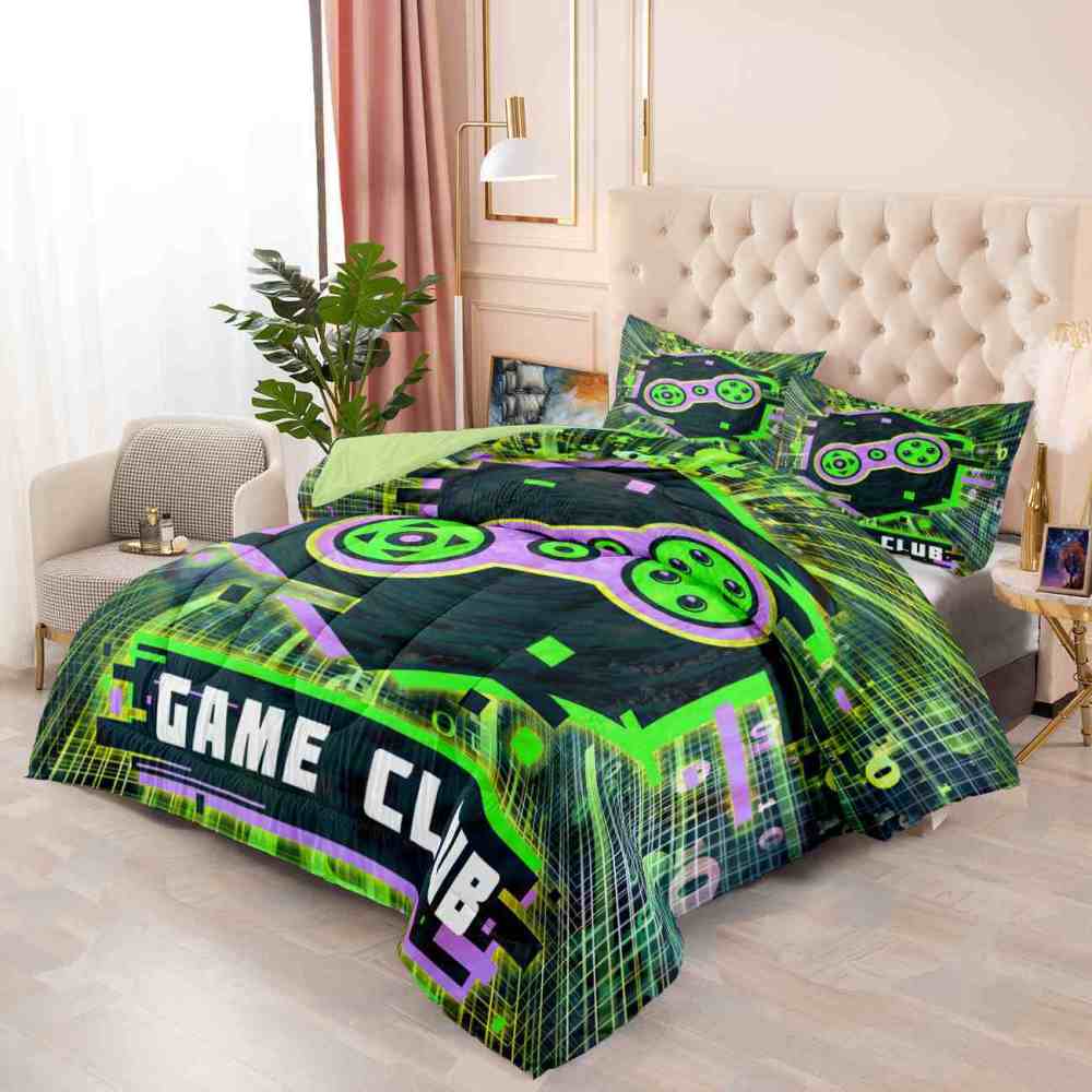 Cyber Green Game Club Comforter Set Teens | CozyLil