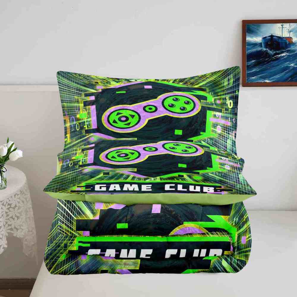 Cyber Green Game Club Comforter Set Teens | CozyLil