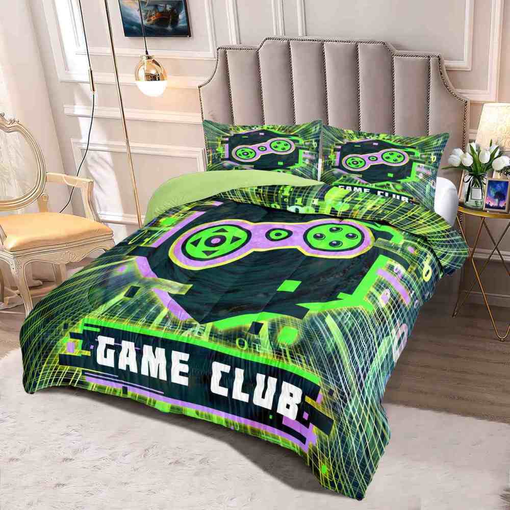 Cyber Green Game Club Comforter Set Teens | CozyLil