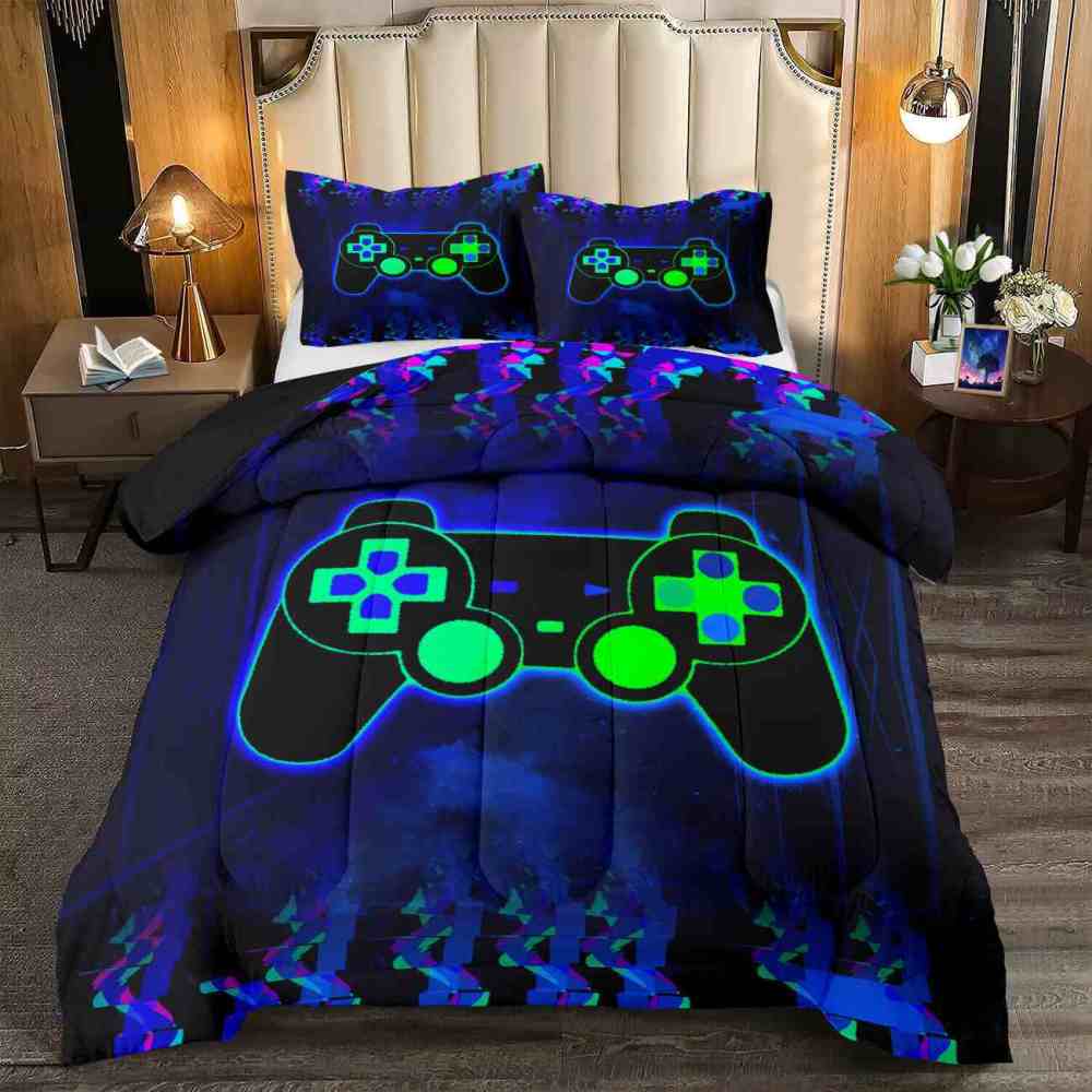 Neon Glitch Gamer Comforter Set Boys Bedroom | CozyLil