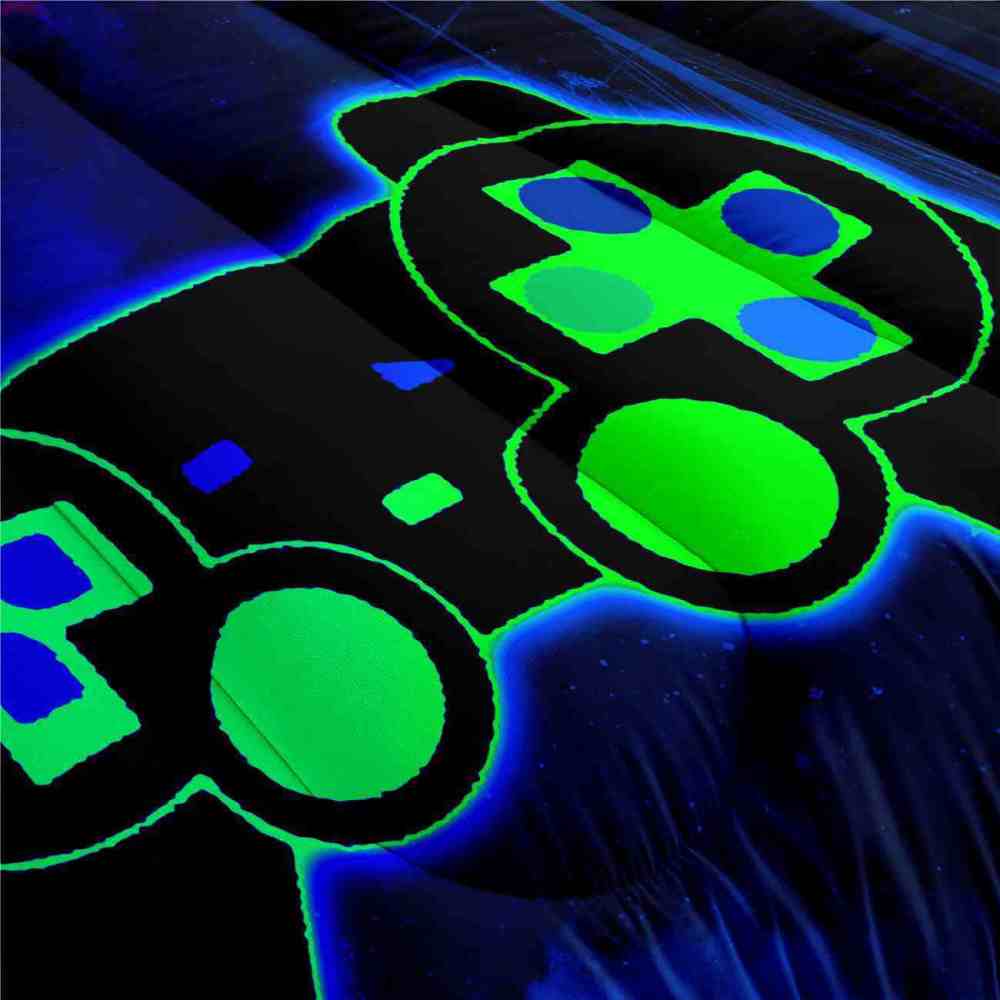 Neon Glitch Gamer Comforter Set Boys Bedroom | CozyLil