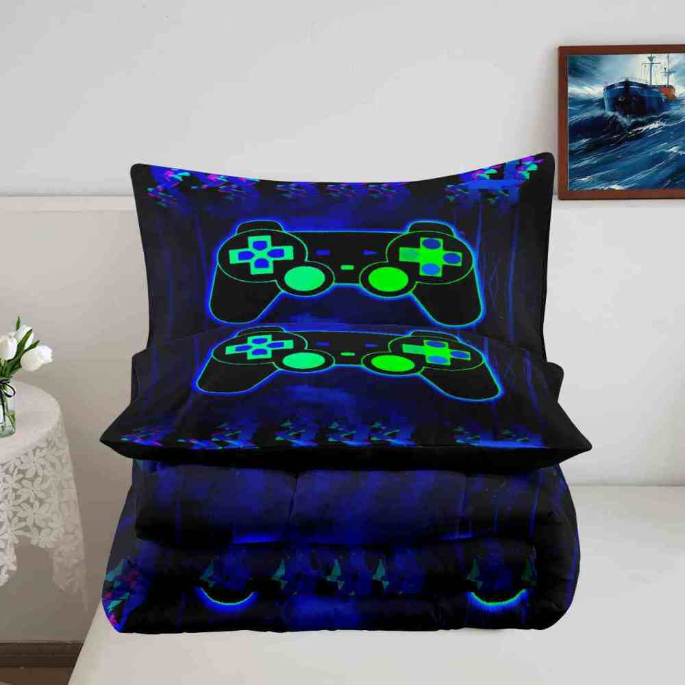 Neon Glitch Gamer Comforter Set Boys Bedroom | CozyLil