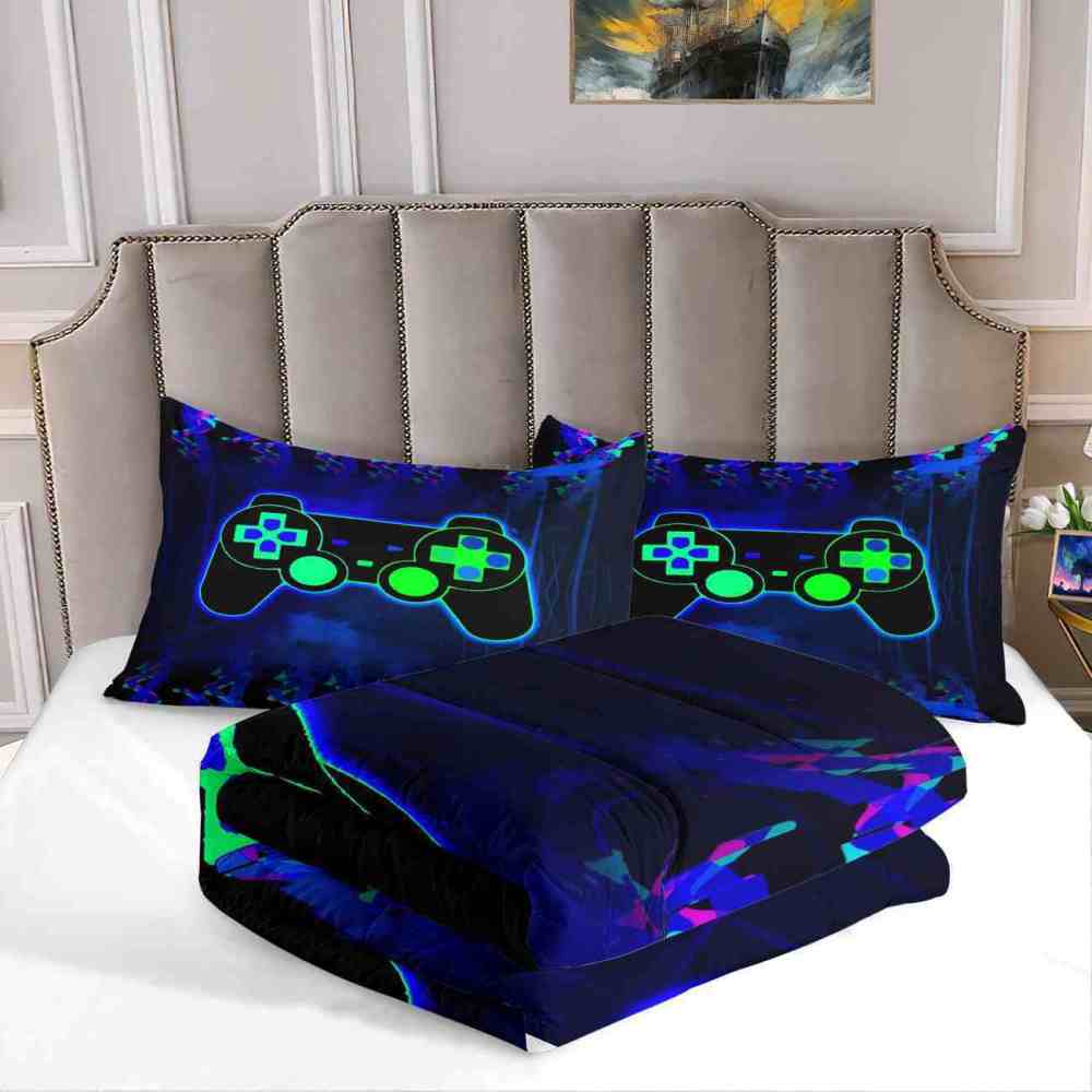 Neon Glitch Gamer Comforter Set Boys Bedroom | CozyLil