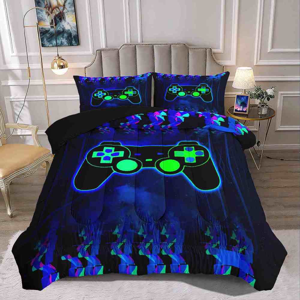 Neon Glitch Gamer Comforter Set Boys Bedroom | CozyLil