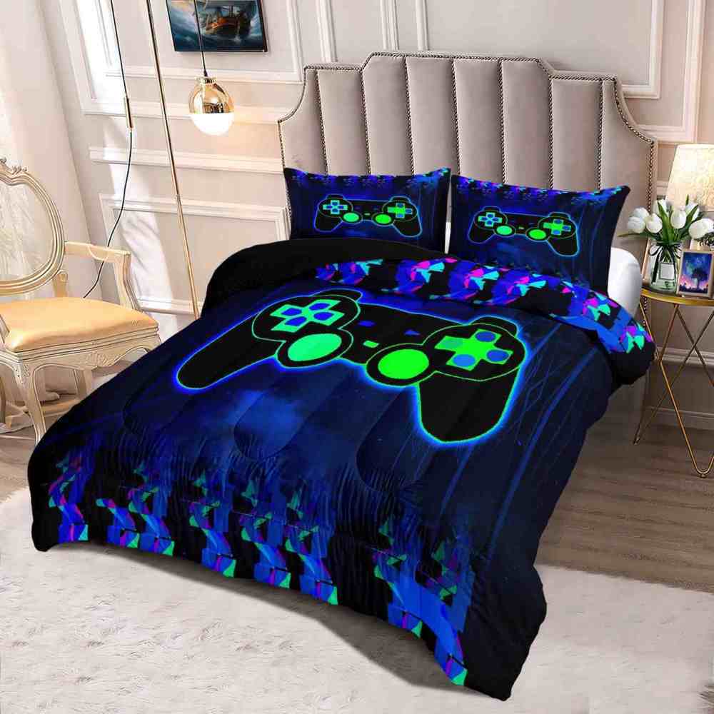 Neon Glitch Gamer Comforter Set Boys Bedroom | CozyLil
