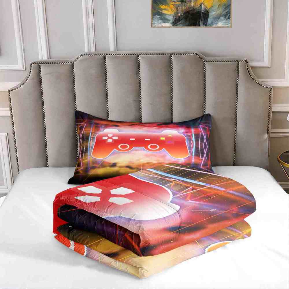 Fiery Grid Gamer Comforter Set Boys Room | CozyLil