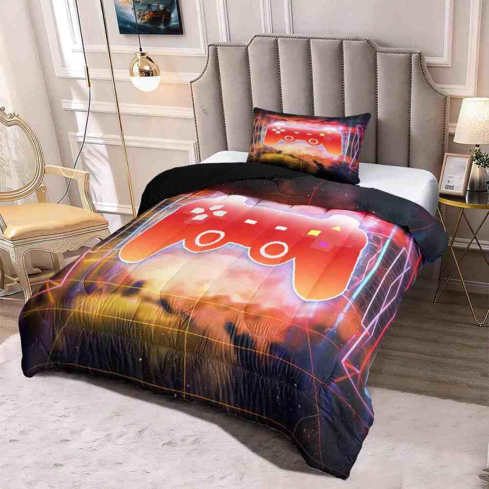 Fiery Grid Gamer Comforter Set Boys Room | CozyLil