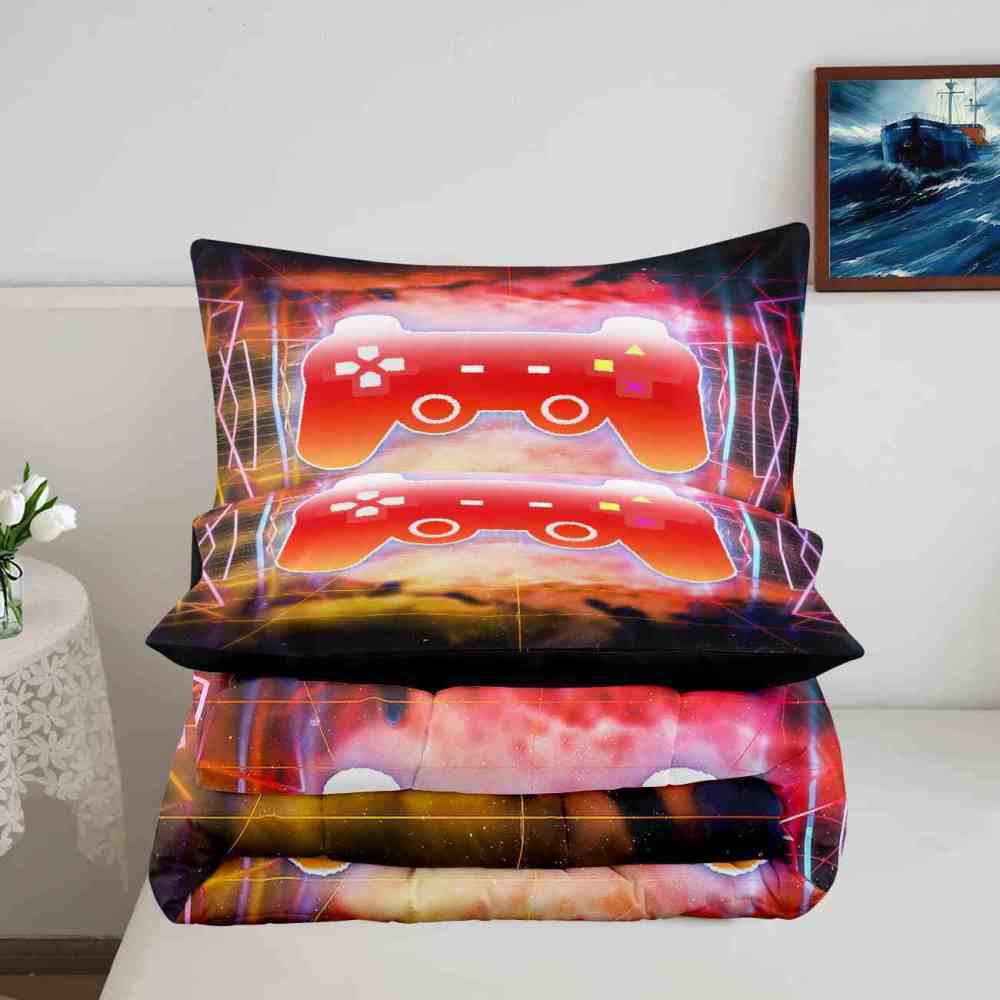 Fiery Grid Gamer Comforter Set Boys Room | CozyLil