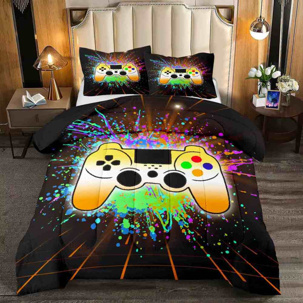 Paint Splatter Laser Gamer Comforter Set Kids | CozyLil