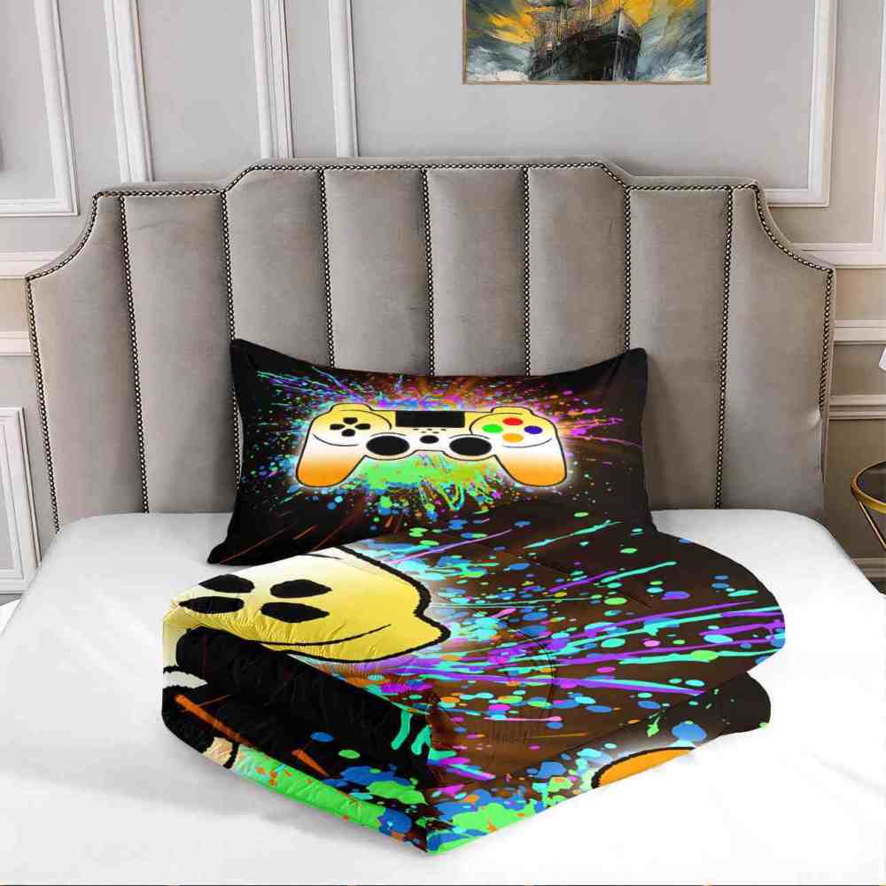 Paint Splatter Laser Gamer Comforter Set Kids | CozyLil